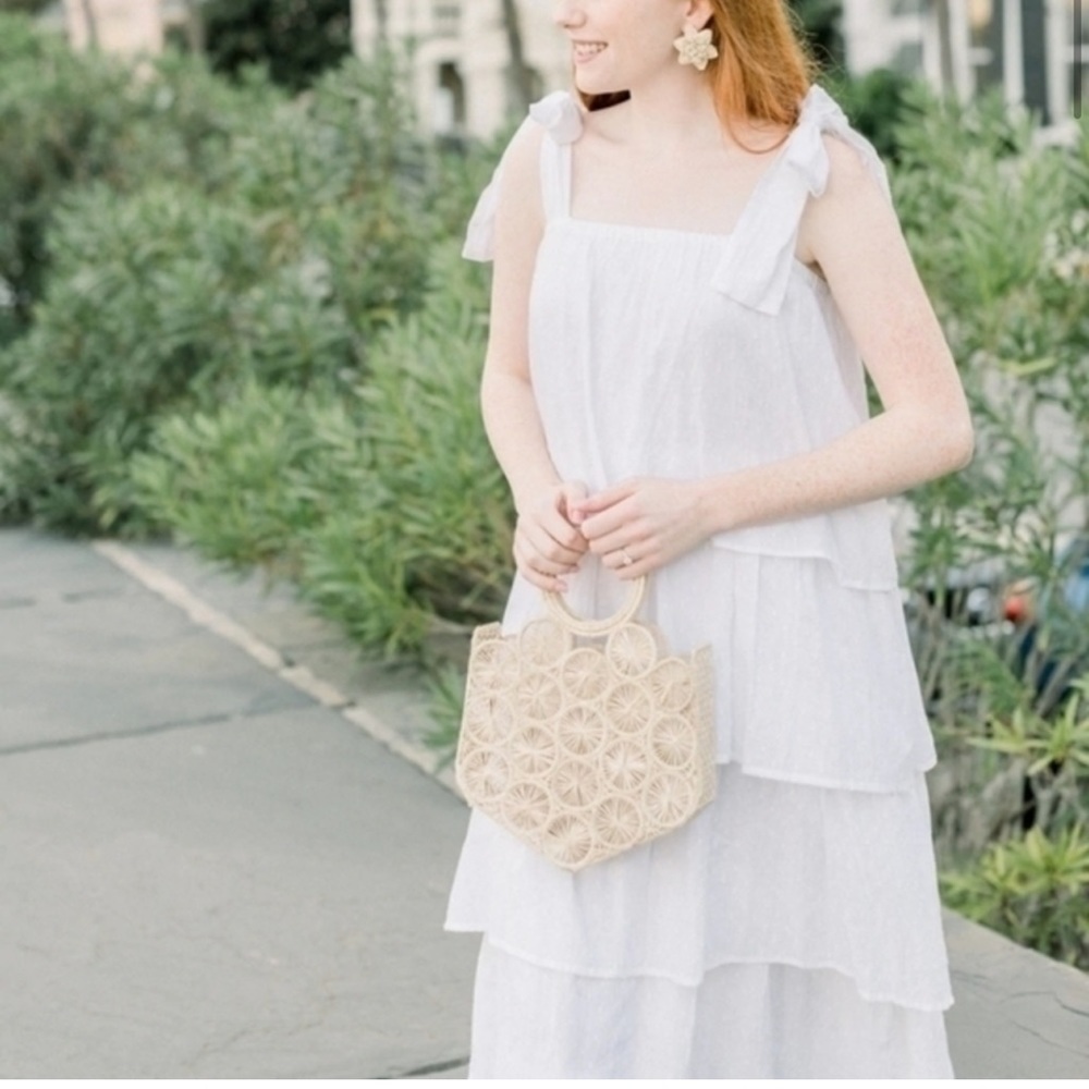 NEW Victoria Dunn XL Dress Bennet Maxi White Tiered - Picture 3 of 4